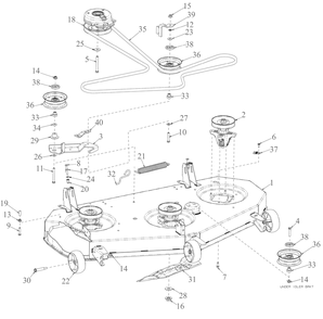 Deck Diagram and Parts List for ZT1-50KW (17AIEACLA10)(2023) Cub Cadet Lawn Tractor